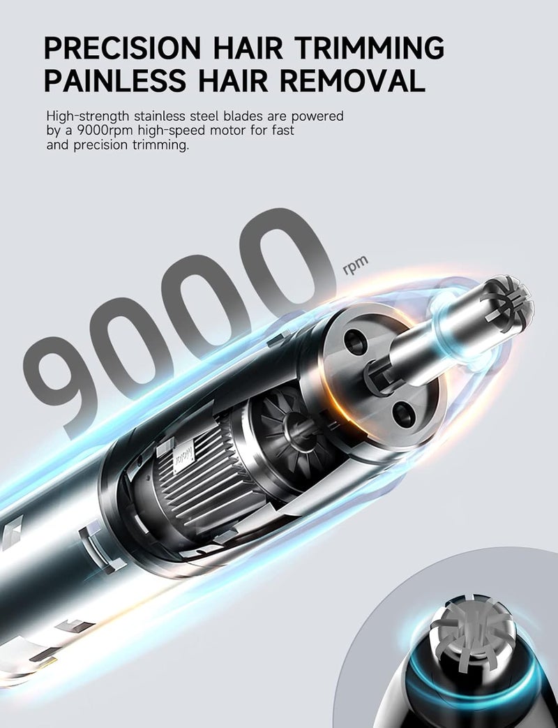 ZORAMI Rechargeable Ear and Nose Hair Trimmer - 2025 Professional Painless Eyebrow & Facial Hair Trimmer for Men Women, Powerful Motor and Dual-Edge Blades for Smoother Cutting Black - Image 4